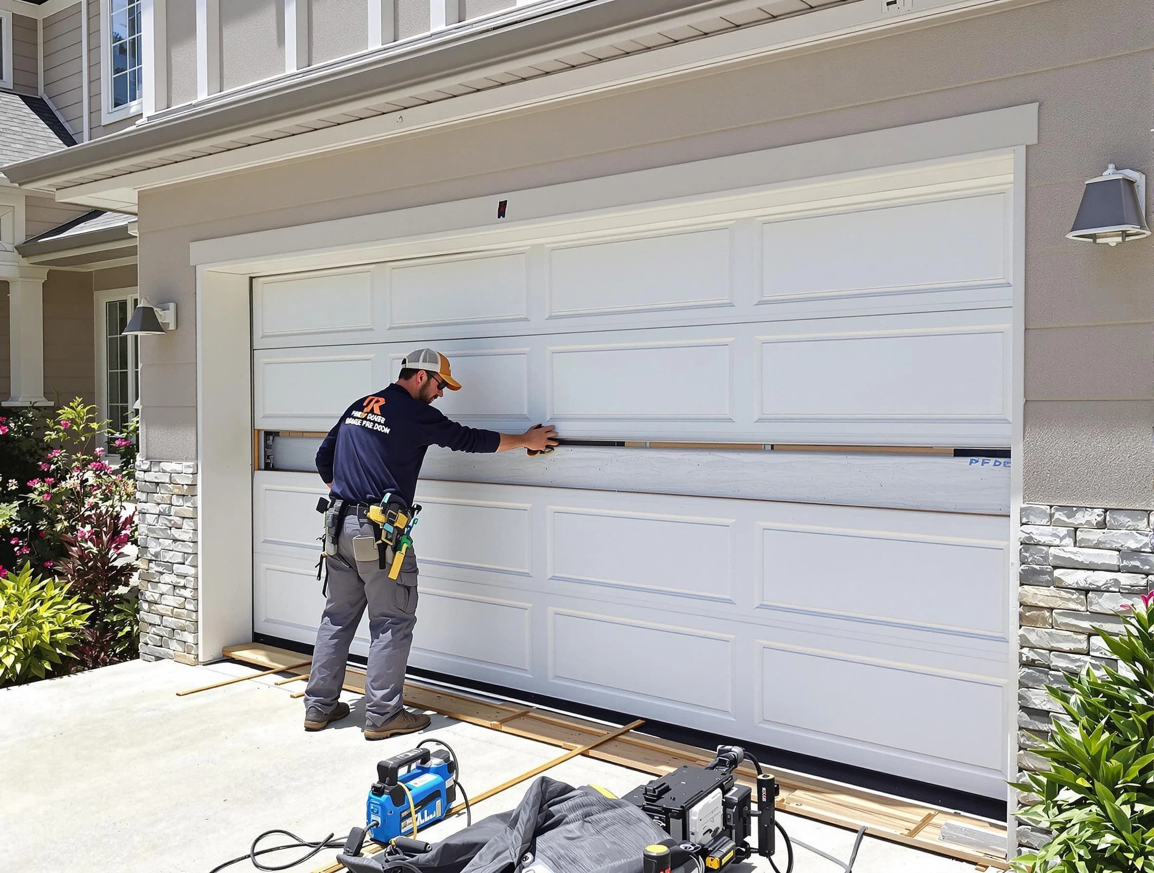 Center Point Garage Door Repair team performing complete garage door replacement at Center Point residence
