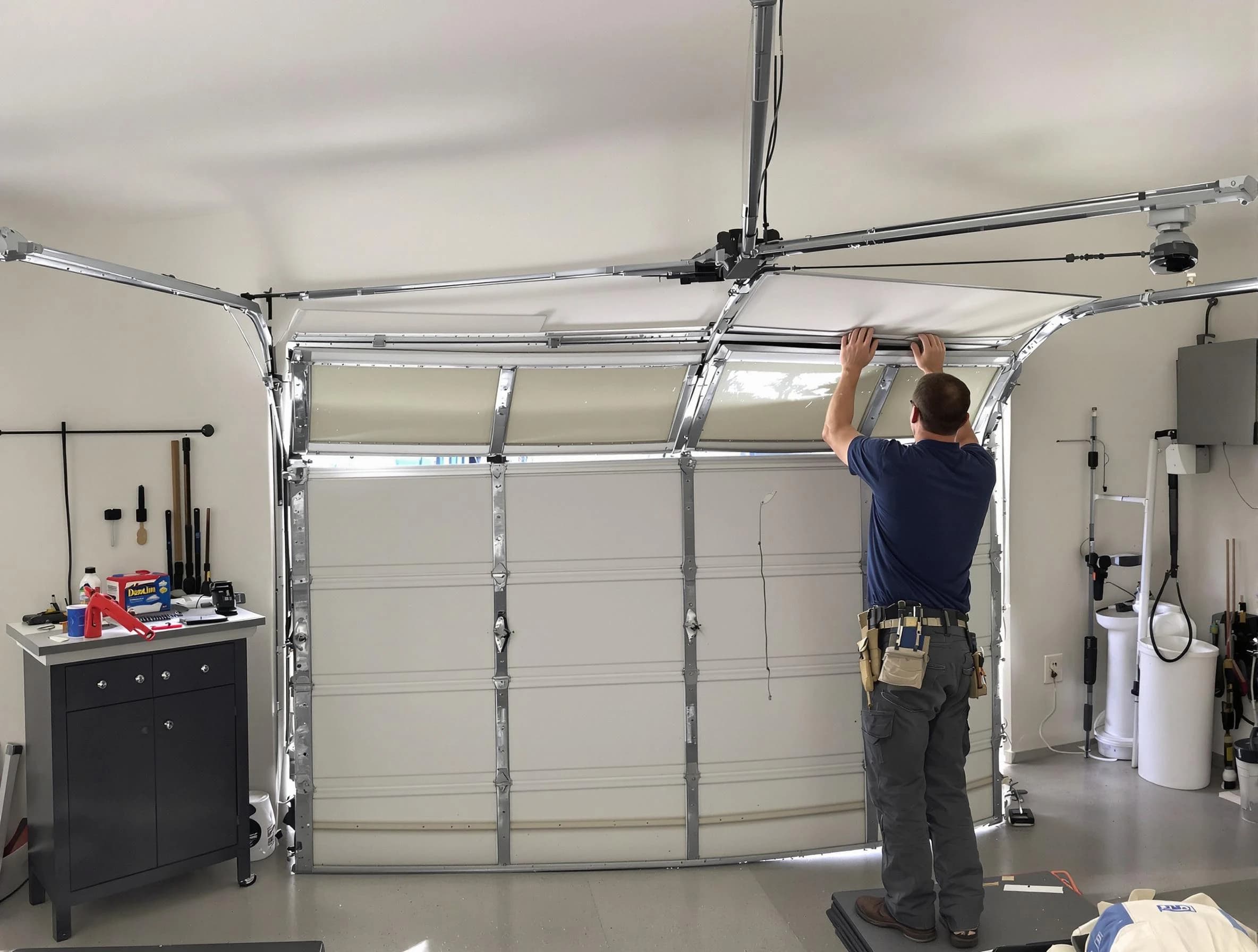 Center Point Garage Door Repair specialist performing precise section replacement on Center Point garage door