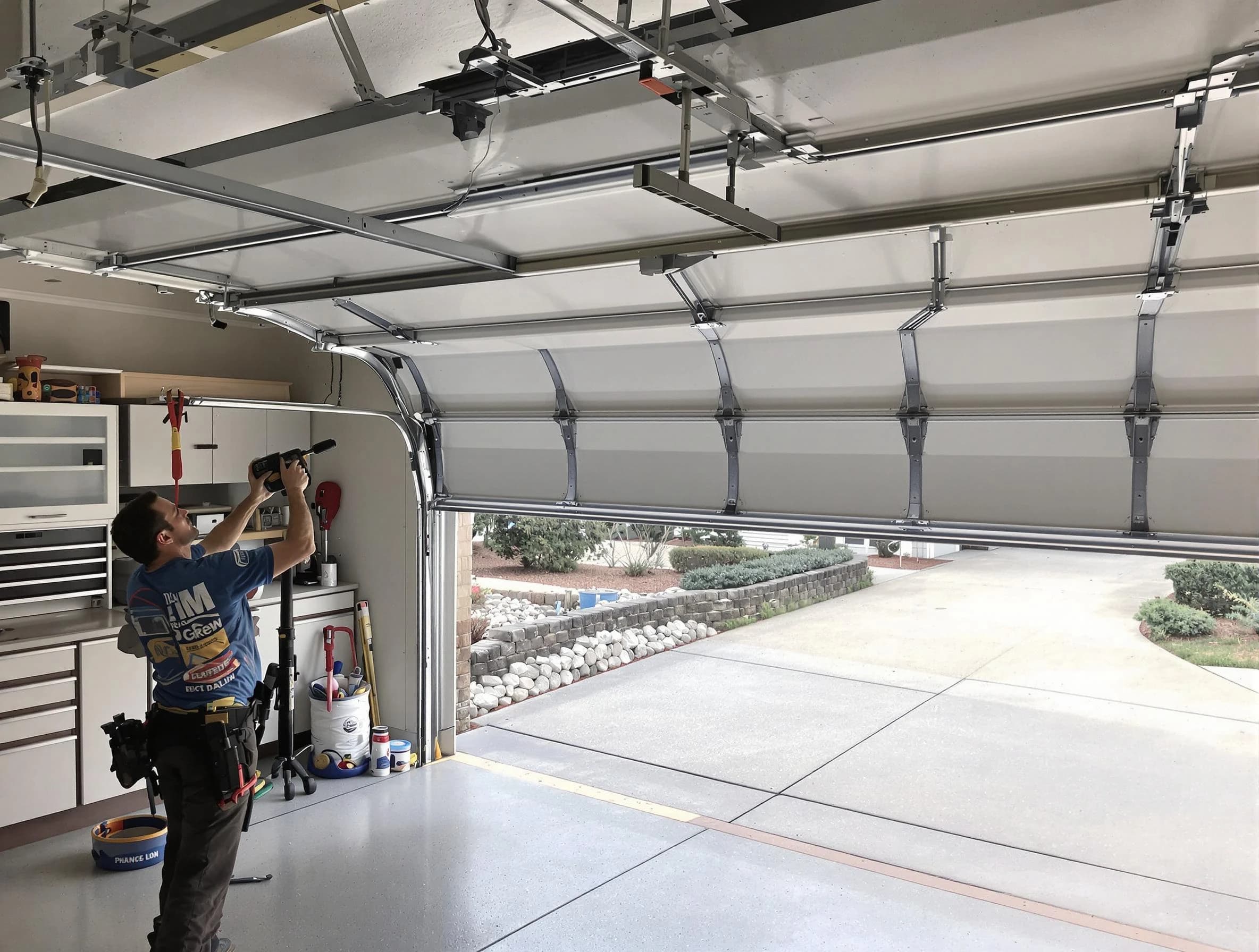 Garage door track repair service by Center Point Garage Door Repair in Center Point