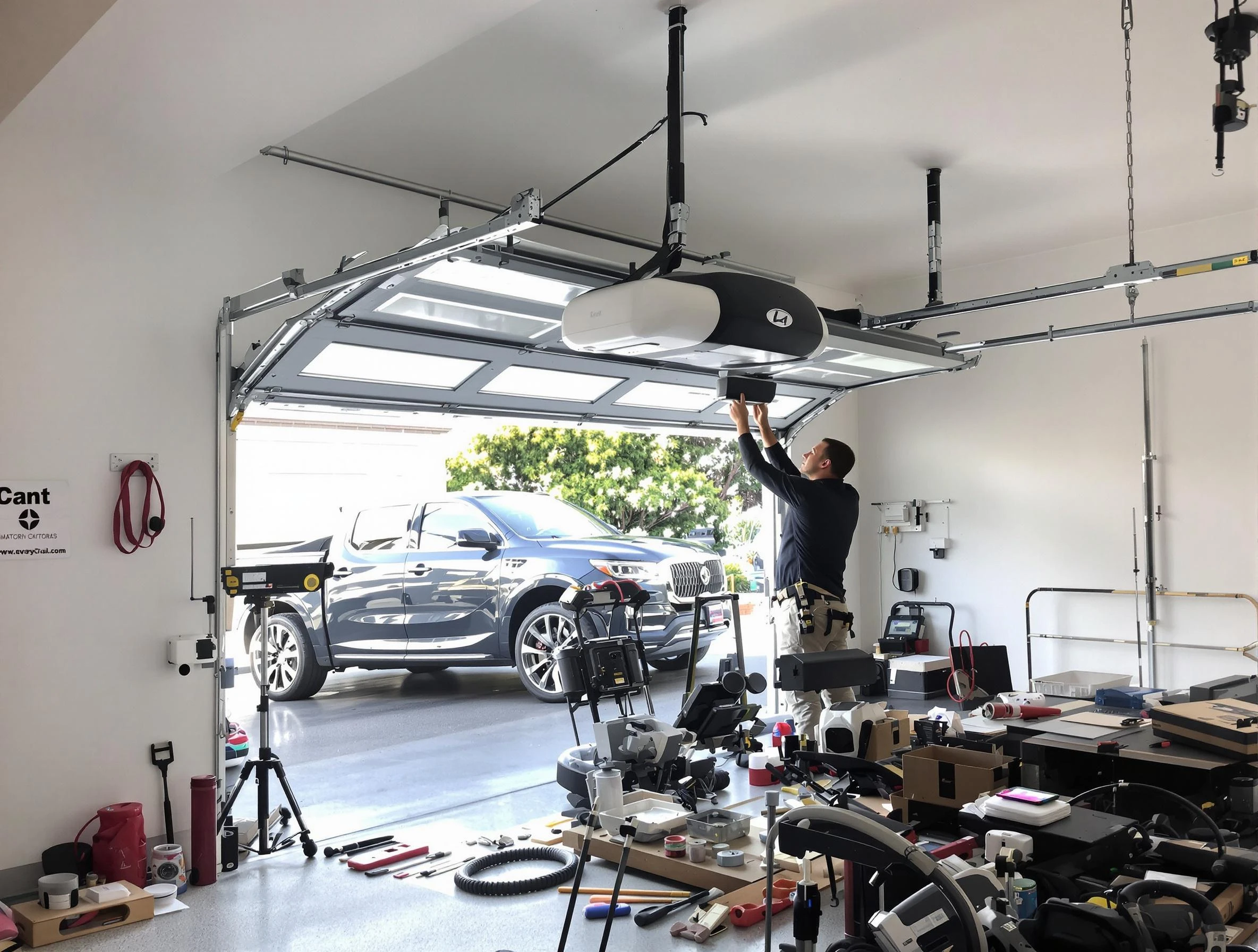 Center Point Garage Door Repair specialist installing smart garage door opener system in Center Point home