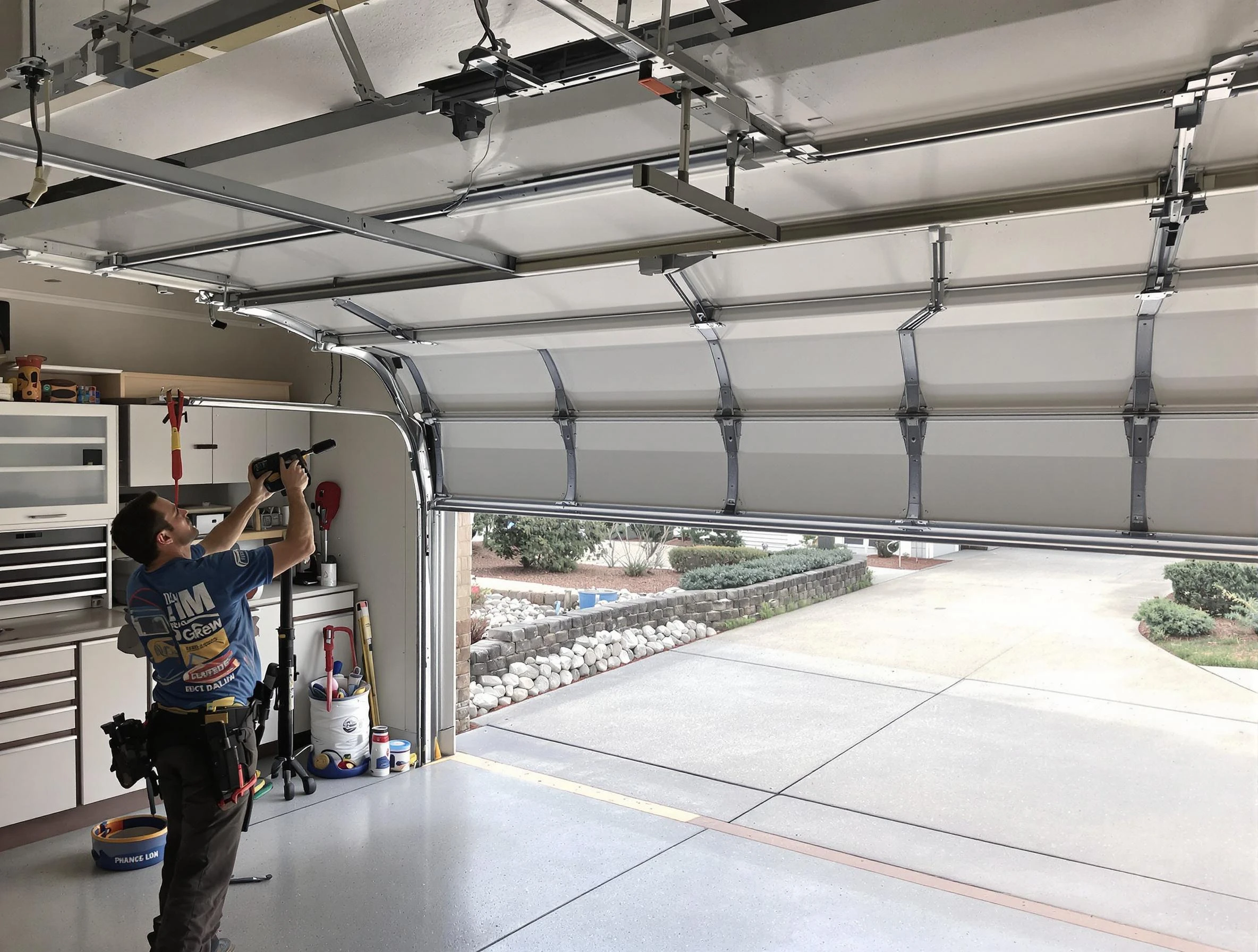Garage door track repair service by Center Point Garage Door Repair in Center Point